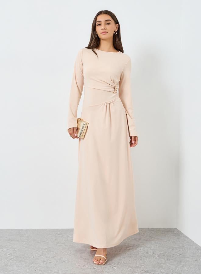 Styli Women Beige Long Sleeve Maxi Dress - Image 3